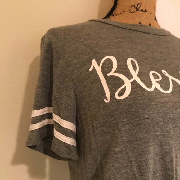 Ragdoll Front Tie Blessed Short Sleeve Tee-S - Picture 4 of 12